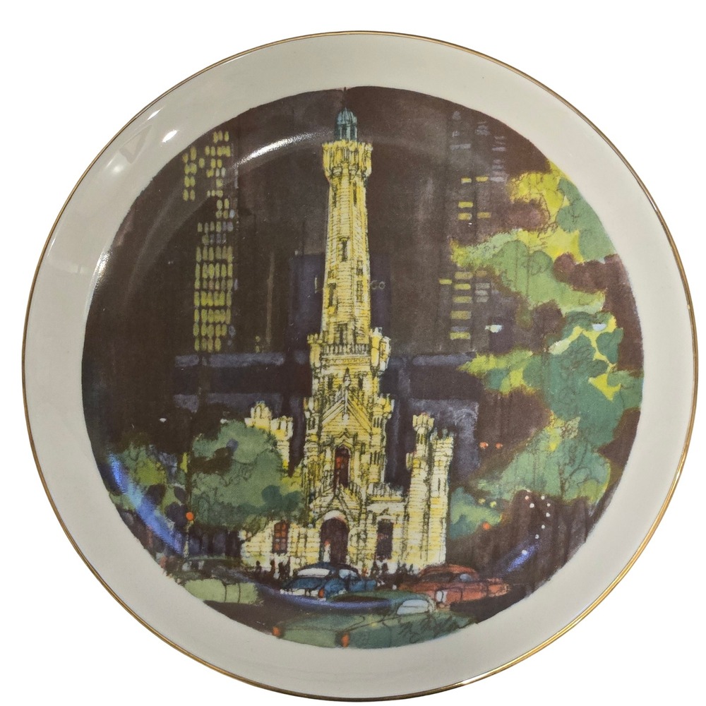 Chicago Water Tower Collector Plate 1972 Franklin McMahon Limited Edition USA